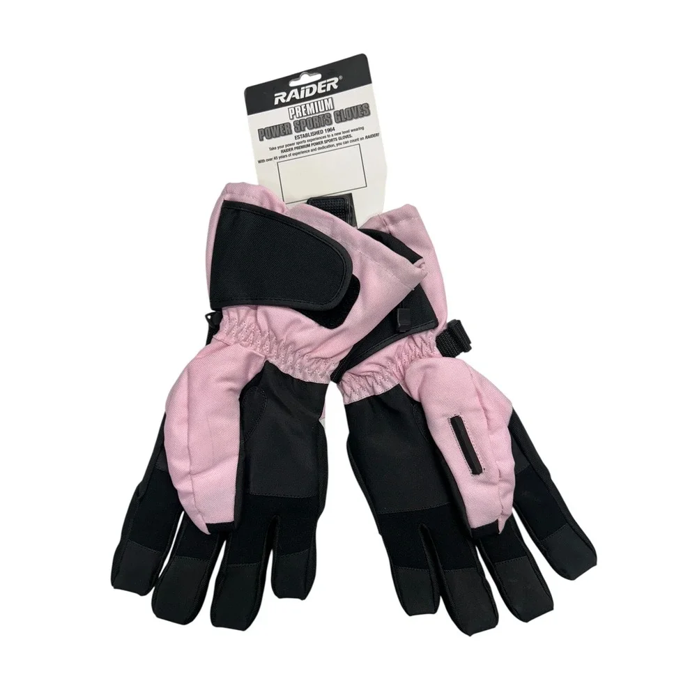 Raider Powersports Moto‎ Gloves Womens L Pink Black Full Finger Padded Biker NWT